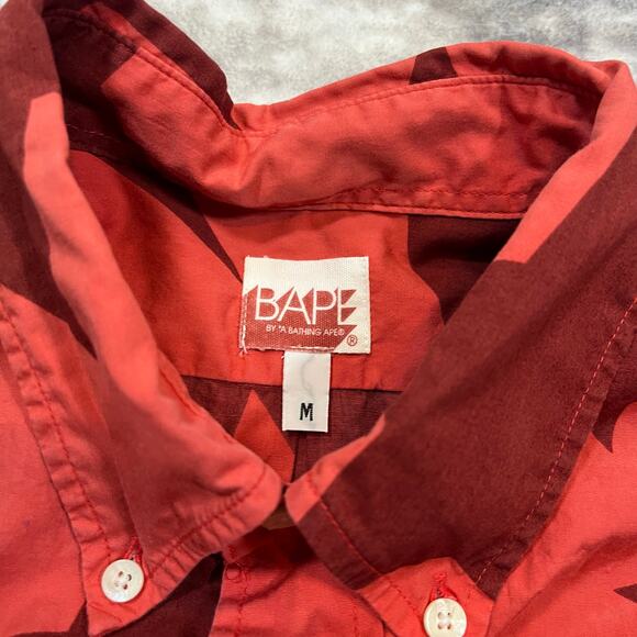 Authentic Bape 2000's All Over Sta Print Button Up Dress Shirt M - Picture 4 of 8